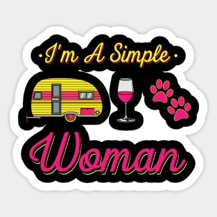 Camping Wine Dogs - I'm a simple woman Sticker